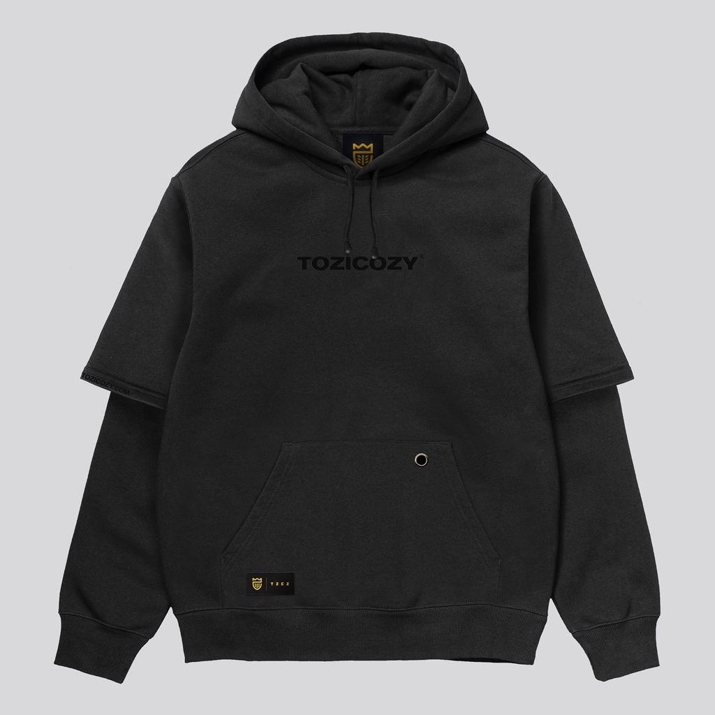Jual Tozicozy Edge Hoodie Pria Warna Hitam Polos Bahan Cotton Fleece