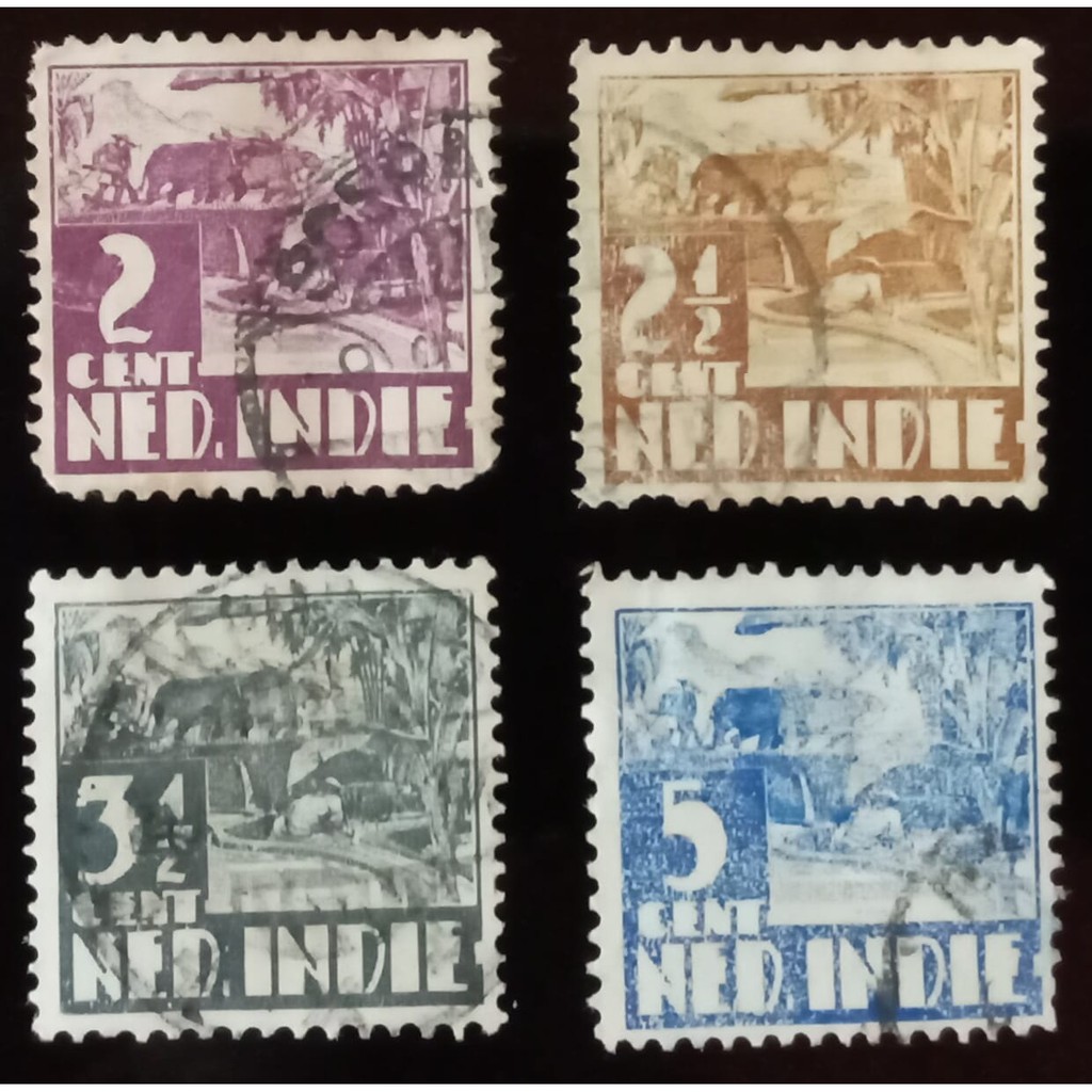 Perangko Nederland Indie (Ned Indie) 2 Cent, 2.5 Cent, 3.5 Cent, 5 Cent (4 Pcs)