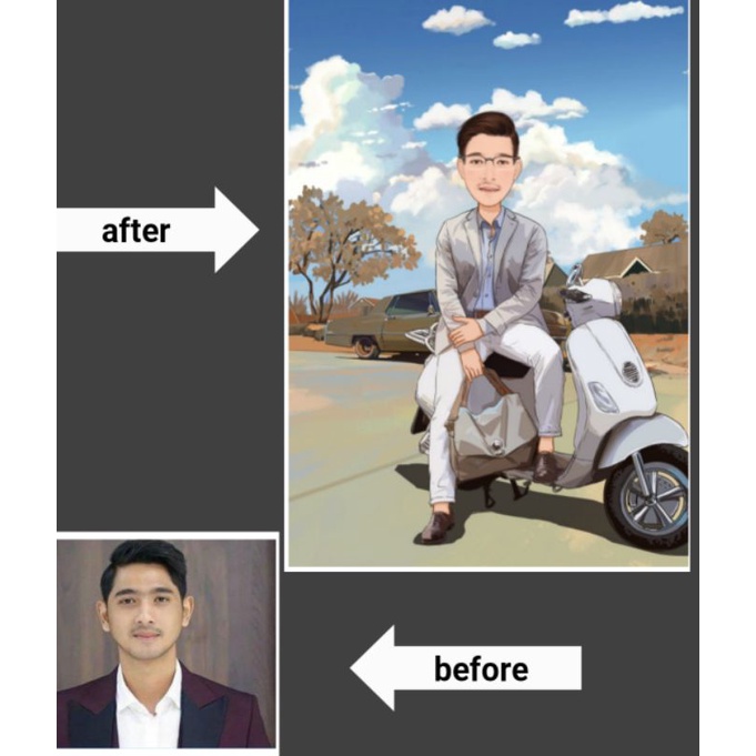 Jual Jasa Edit Foto Karikatur Murah Ilustrasi Kado Hadiah Warna Softfile Shopee Indonesia