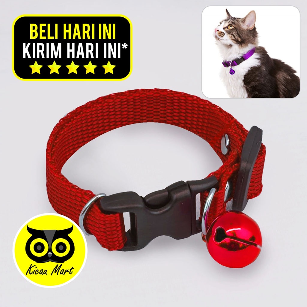 KALUNG KUCING POLOS DOUBLE TEBAL LONCENG BESAR 14 MM KALUNG NAMA KUCING ANJING KELINCI MONYET KLPL