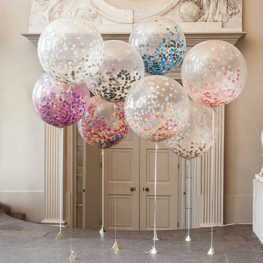 10 Pcs/set Glitter Warna-Warni Confetti Balon Lateks Dekorasi Pesta Ulang Tahun Baby Shower Balon Udara Pernikahan Romantis Payet Balon Mainan Anak