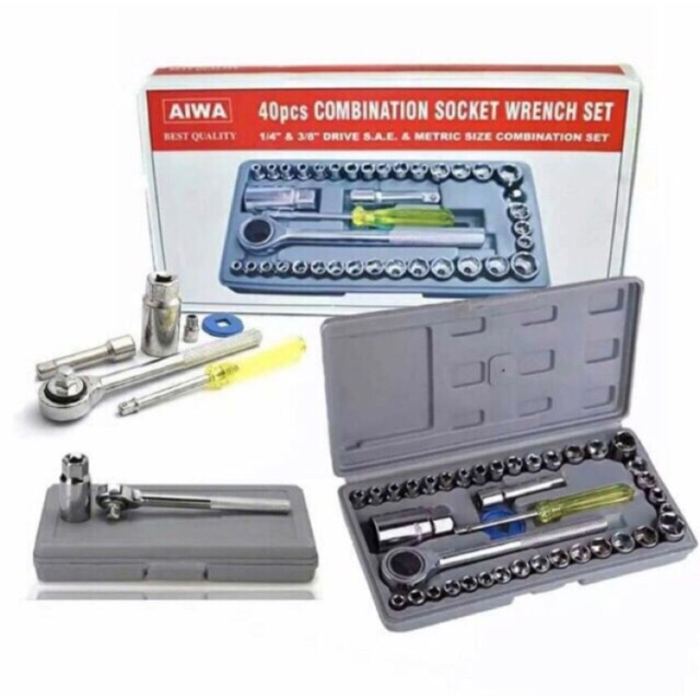 Kunci Shock 40 Pcs Multipurpose Combination Socket Wrench Set - KUNCI SOCK AIWA 40 in 1