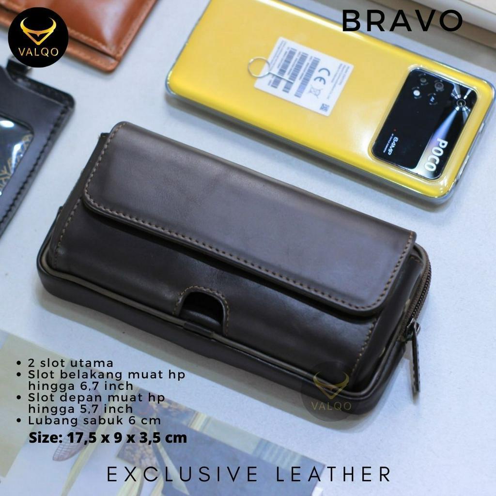 [VALQO] BRAVO Sarung HP Kulit Sapi Asli 2 Slot Muat HP Hingga 6,7 inch Tempat HP Dompet HP