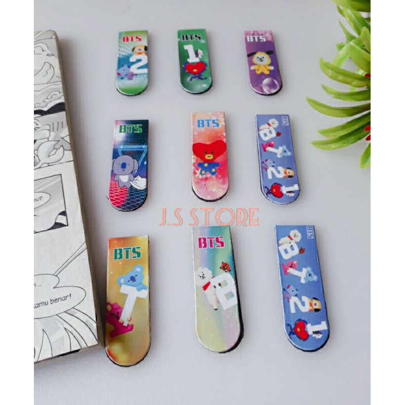 PEMBATAS BUKU MAGNET BTS / POST IT MAGNET/ BOOKMARK BUKU MAGNET KARAKTER BTS BT21