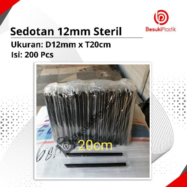 Sedotan Hitam Lancip 12mm Steril / Sedotan Boba 12mm / Sedotan Lancip Steril 12mm
