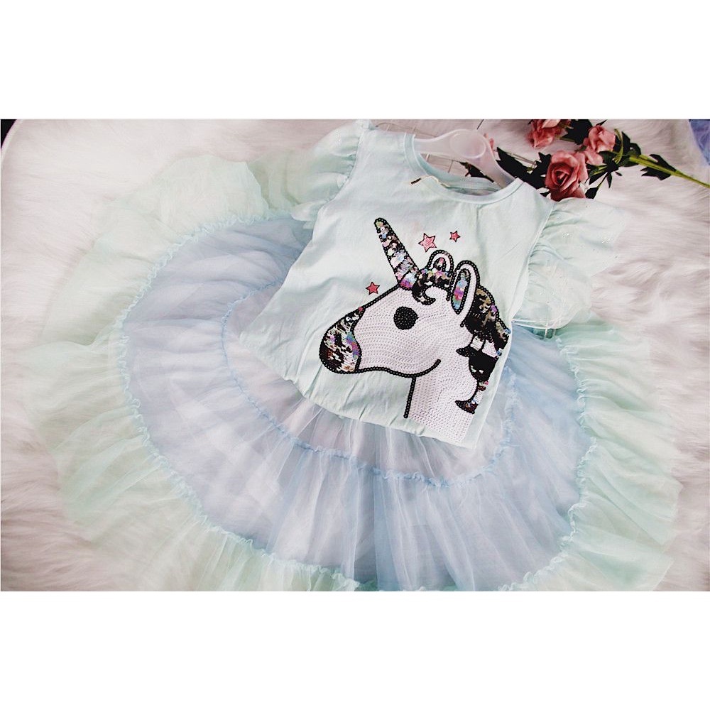 Setelan Anak Perempuan Rok Tile Unicorn