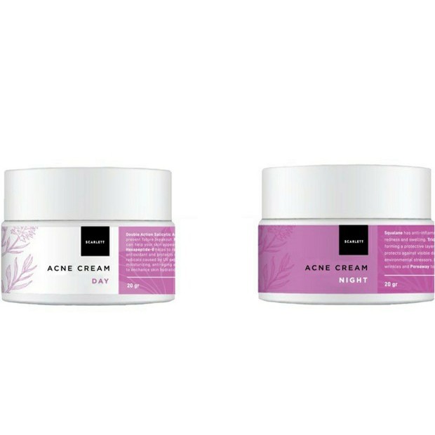 CREAM SCARLETT WHITENING ACNE DAY &amp; NIGHT - SCARLETT KRIM SIANG DAN MALAM ORIGINAL BPOM ORIGINAL