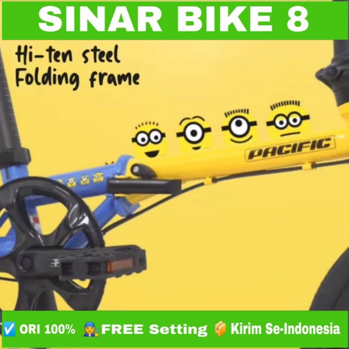 Sepeda Lipat Ukuran 16 Inch PACIFIC FLUX MINIONS 10 Speed Rem Hidrolik