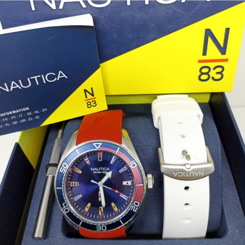 Jam Tangan Pria Nautica NAPFWS011 ( Free Tali Karet) Tali Karet / Rubber