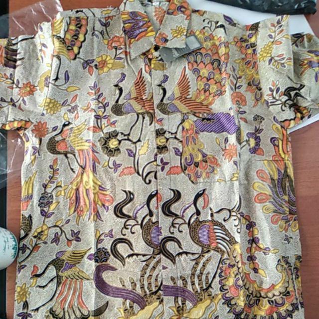 Trolistore Kemeja Batik Pria Cowok Lengan Pendek Motif Manuk Zebra Seragam Batik Murah Pekalongan