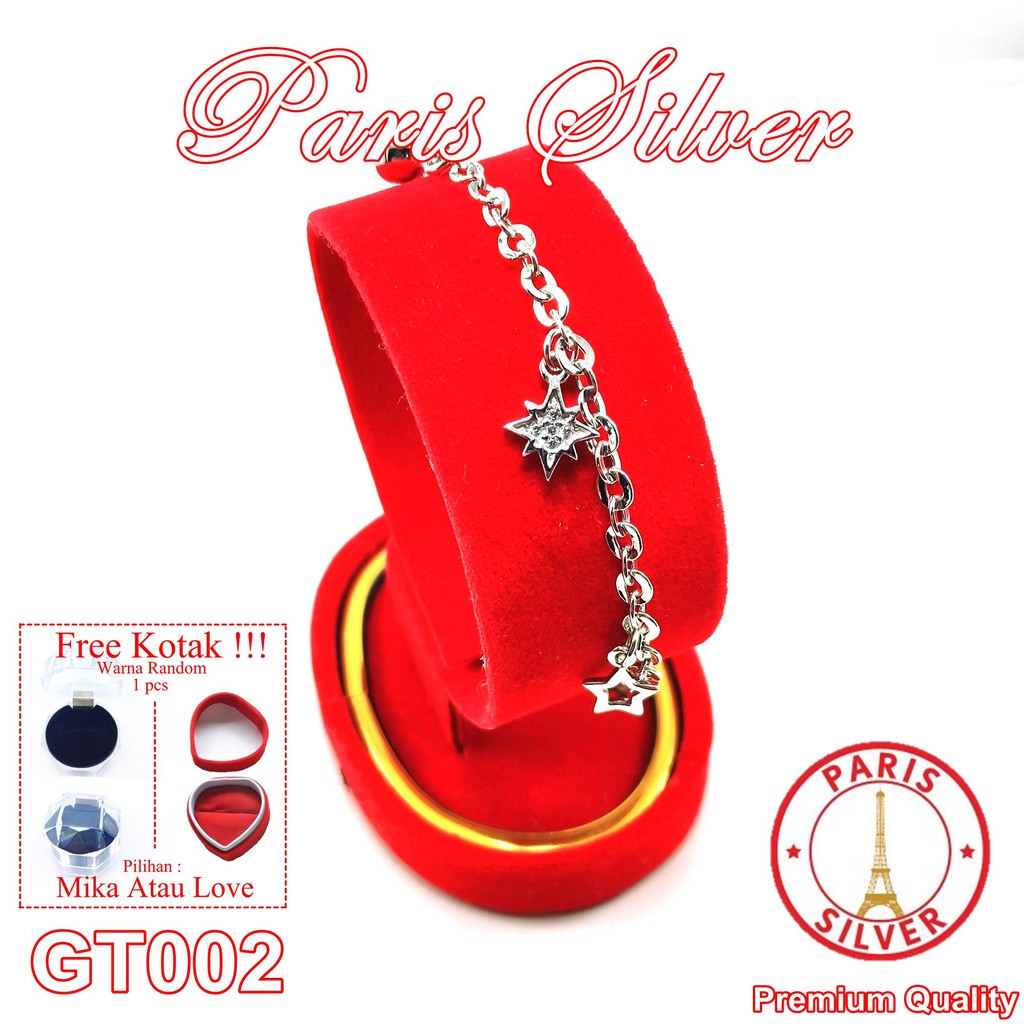 Gelang perak tangan nori florensia regal mainan bintang star silver 925 lapis emas putih korea