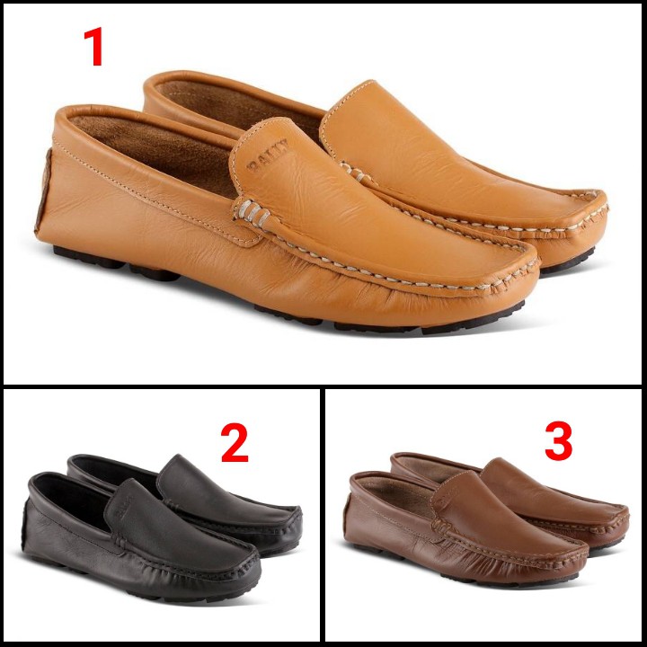Sepatu Slipon Pria Casual Santai Bapak Cowok Laki Ayah Slop Kulit Asli Handmade Bagus Murah Baru