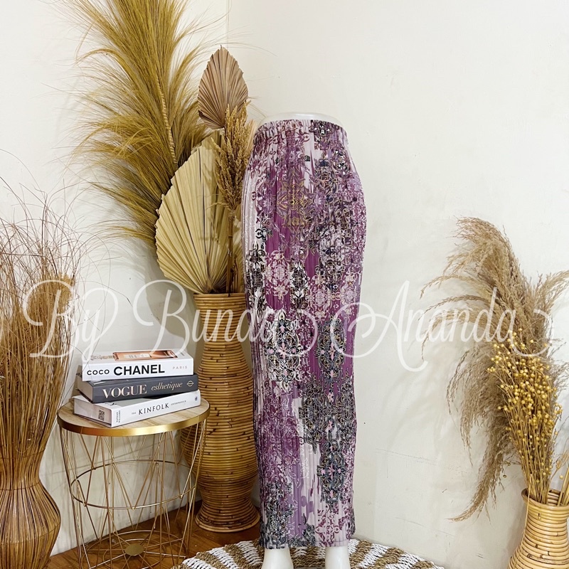 Rok Batik Plisket Fit S - JUMBO All Size-Pelangi Lilac