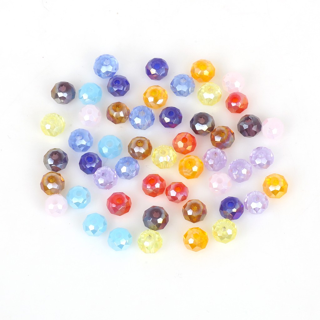 6mm 95pcs Shinying Multi Color Rondelle Austria Faceted Crystal Glass Beads Loose Spacer Beads for Jewelry Making