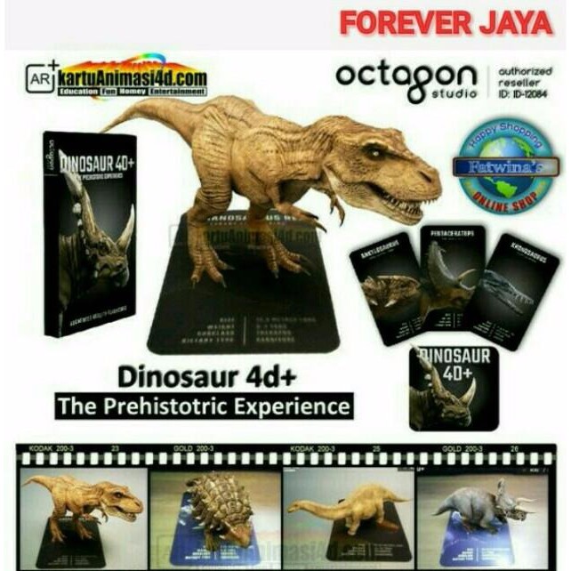 Kartu Animasi DINOSAUR 4D TERLARIS Kartu Mainan Edukasi Anak Pintar Education Card by Octagon Studi