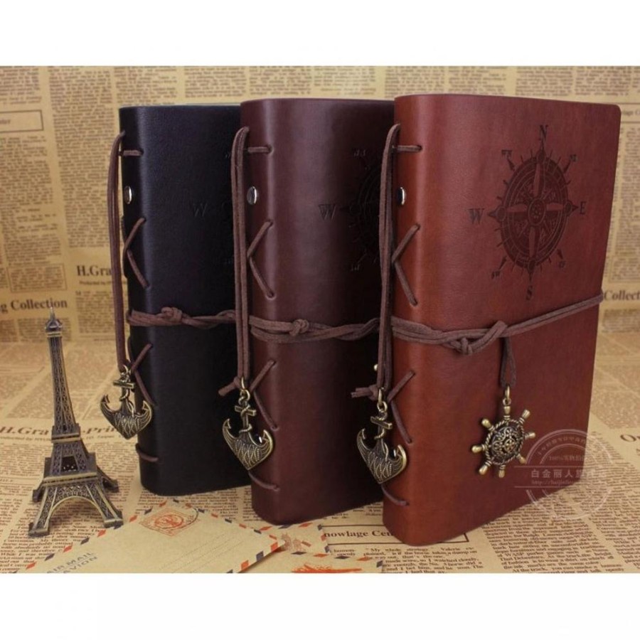 Buku Diary Aesthetic Gaya Retro Buku Catatan Notebook A5 A6 Binder Unik Cover Kulit PU Leather