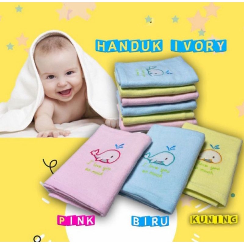 Handuk Bayi Jumbo Halus Lembut Bordir Merk Ivory Size 110x60