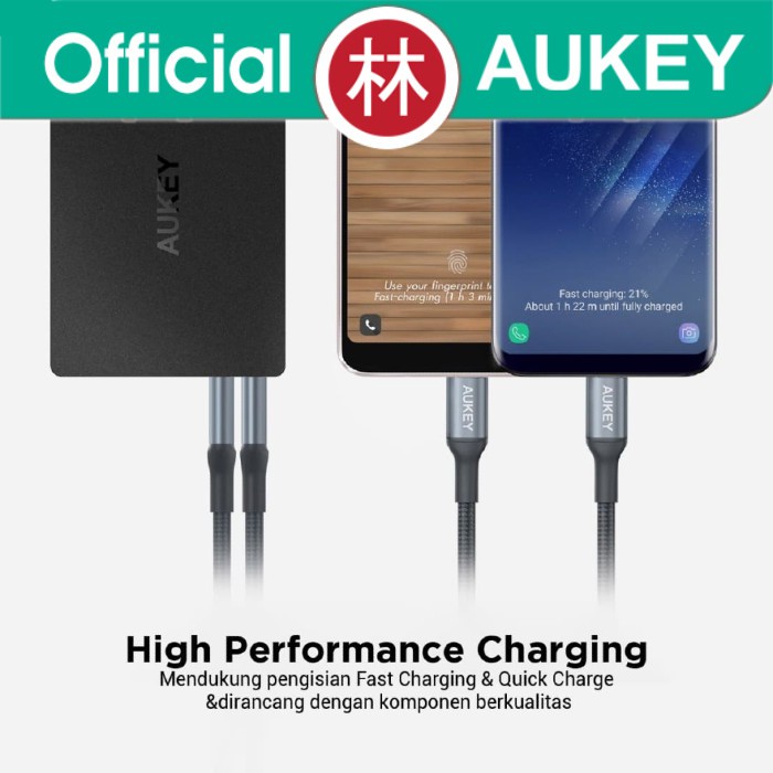 Aukey CB-CD40 Impulse Braided Series Data Cable Type-C 2m