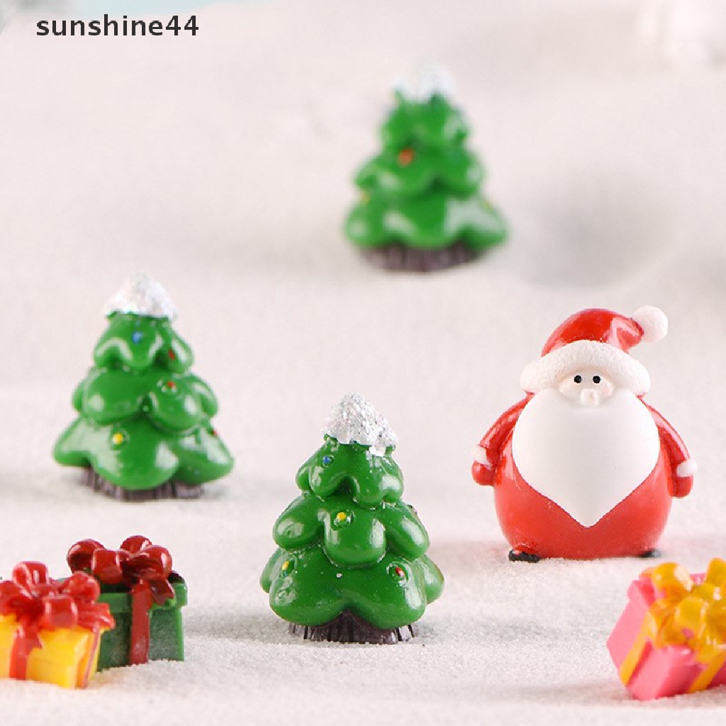 Sunshine Miniatur Figurin Snowman / Santa Claus / Pohon Natal Untuk Dekorasi Taman