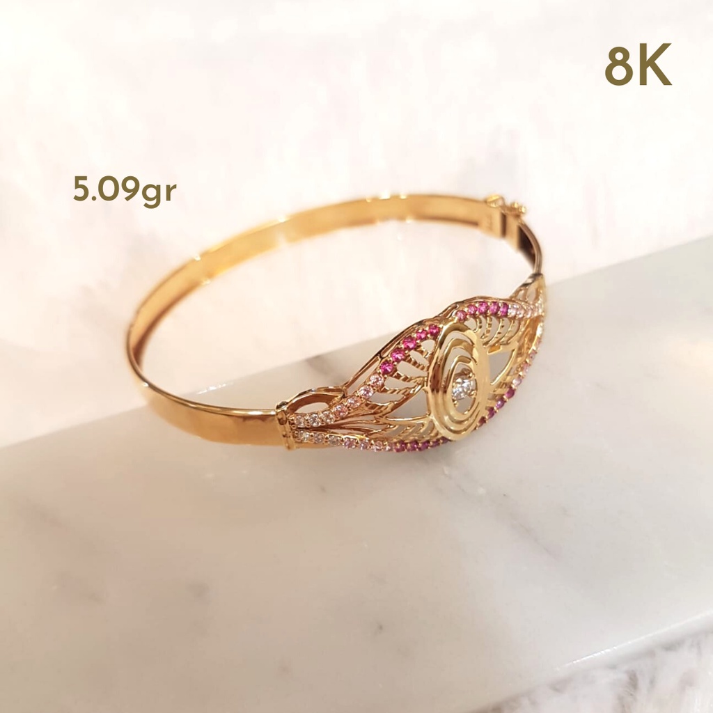 GELANG BANGKOK VARIASI MATA PERHIASAN EMAS ASLI KADAR 8K/375
