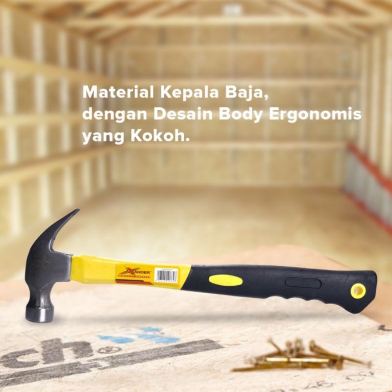 XANDER Palu Kambing 8 oz Cungkil Pembuka Paku Gagang Plastik Claw Hammer Murah