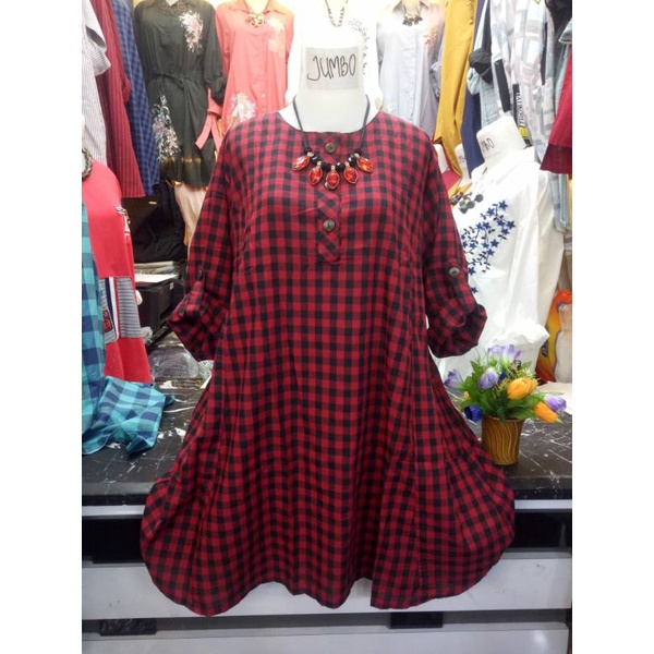 Tunik Jumbo Kotak Kotak 5L/ld130 WanitaT902