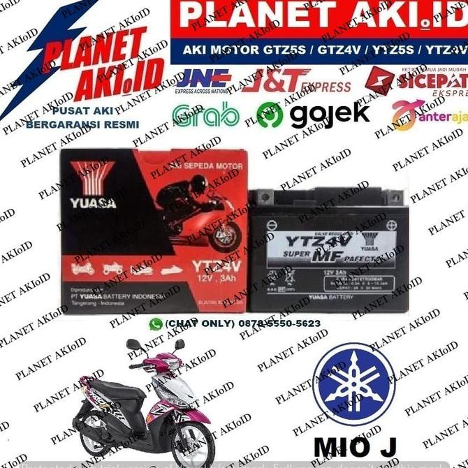 Aki Motor Yamaha Mio J YTZ4V YUASA Accu Kering MF planeta76 Segera Beli