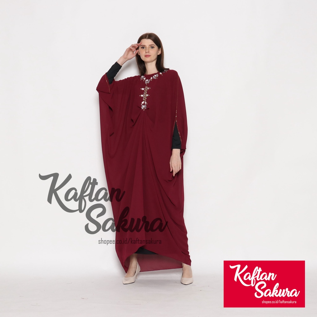 Baju Kaftan Wanita Payet Raisa Bahan Sifon Premium Fashion Muslim mewah terbaru untuk lebaran pesta kondangan 2022 all size FREE MANSET