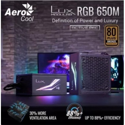 Aerocool LUX RGB 650M Modular PSU 80+ BRONZE 650Watt