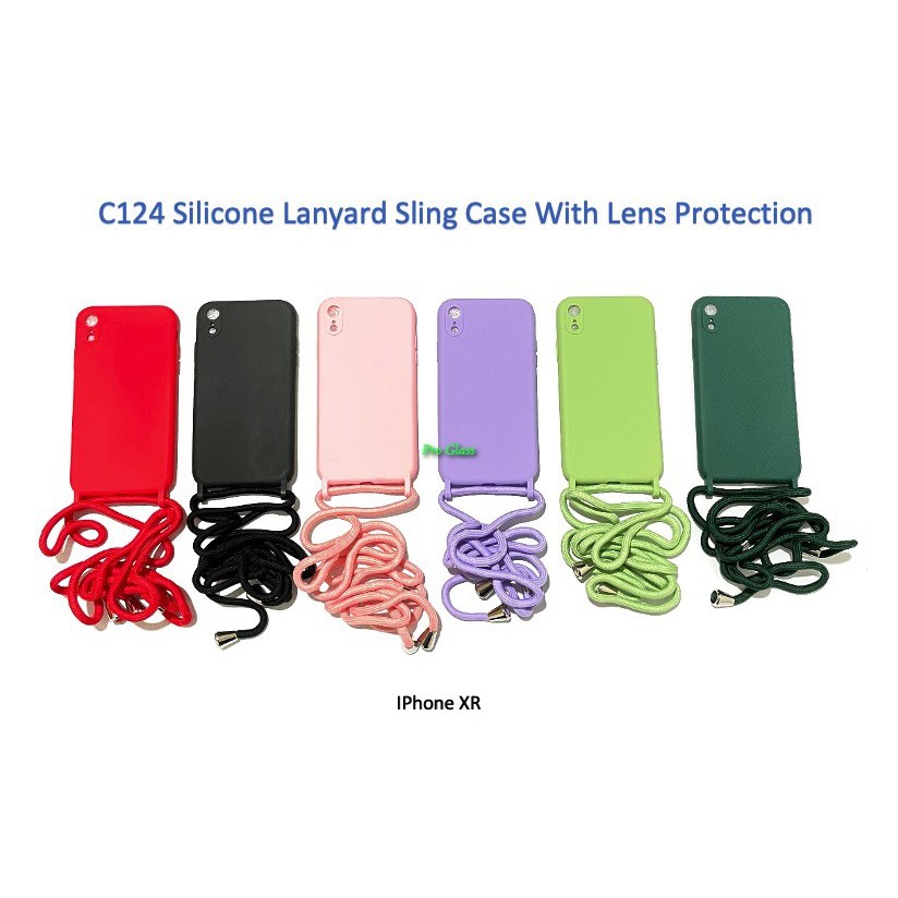 C124 Iphone 7 / 7+ / 8 / 8+ / X / XS / XR / XS MAX  Lanyard Sling Silicone Case Tali