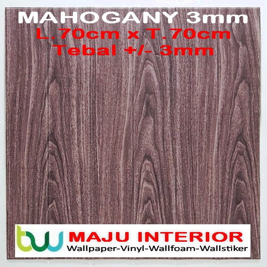 Wallpaper 3D Bata 70x77 cm Walpaper Dinding 3D Brick Foam Motif Anak Doraemon Hello Kitty Stiker-Kayu Mahogany 3mm