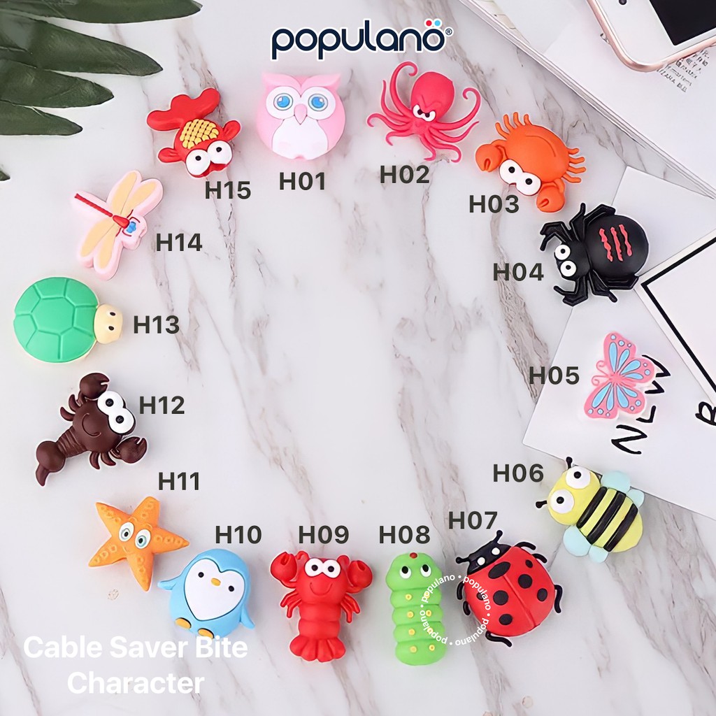 Cable Saver Lightning Bite Character Protector Hp Pelindung Ujung Kabel Karakter