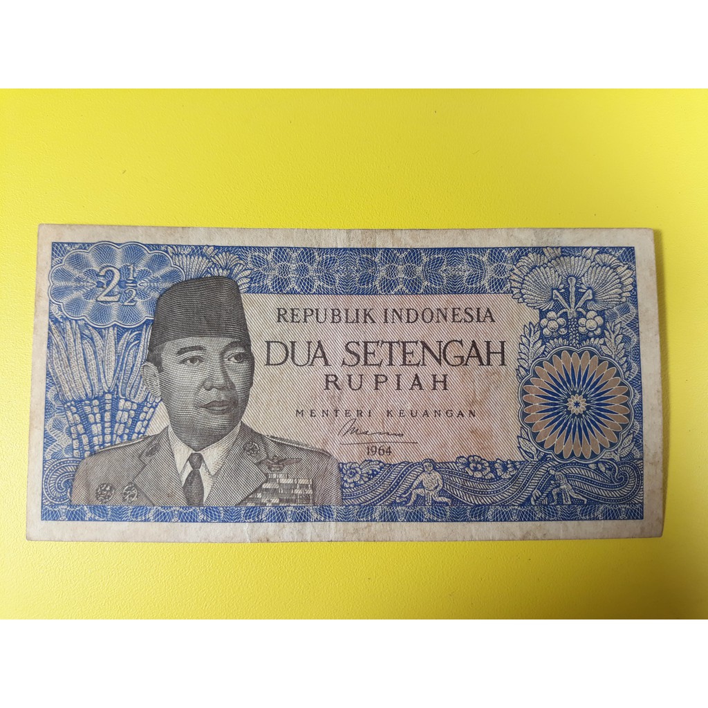 Uang Kuno Indonesia 2.5 Rupiah Sukarno Seri II Tahun 1964 VF