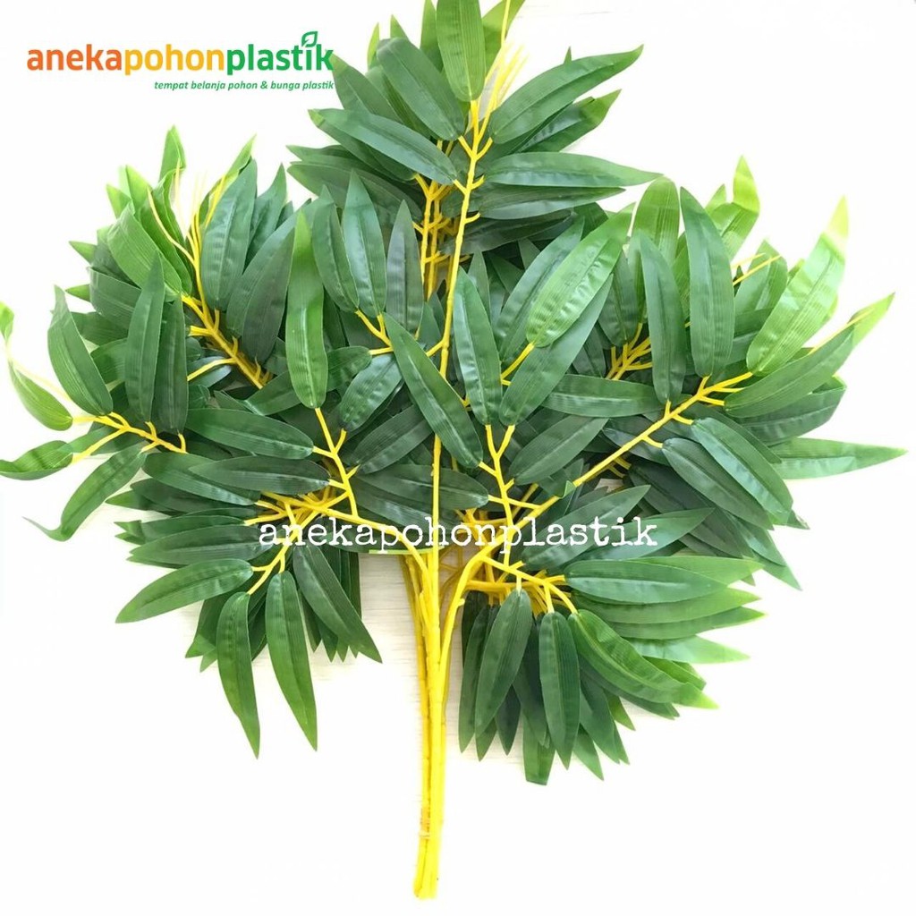 Daun Bambu Kuning Latex Artificial Selusin Tanaman Pohon Hias Palsu Plastik Dekorasi Rumah Hiasan De