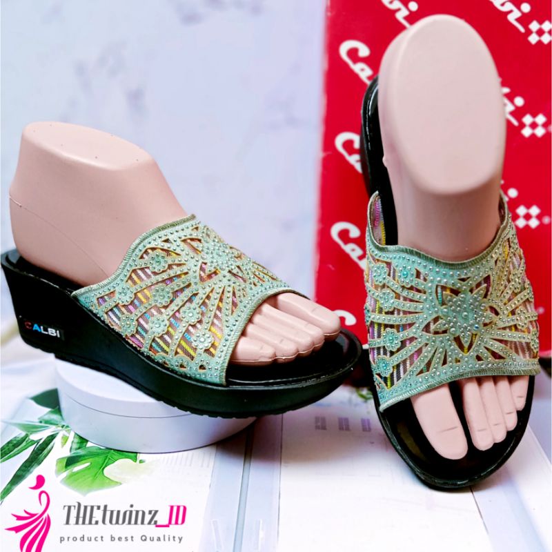 [PROMO GRATIS ONGKIR]SANDAL SELOP WEDGES MODEL CALBI TERBARU BLINK BLINK