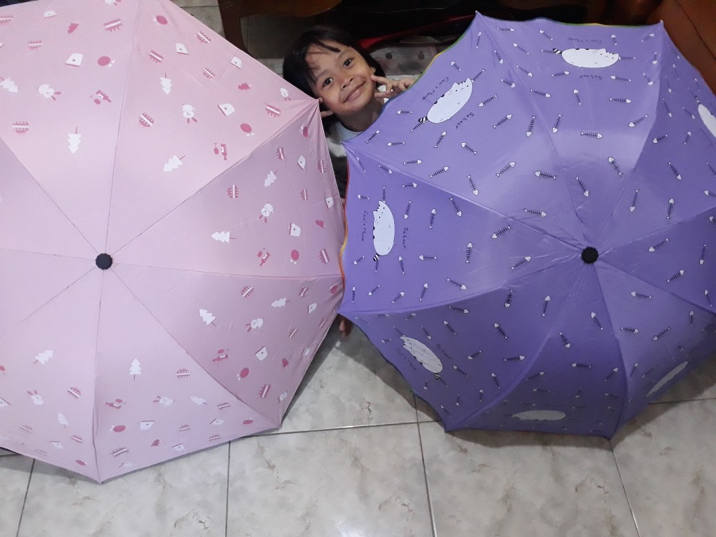 Payung Lipat 4 Fancy Motif Rabbit & Cake Anti Uv