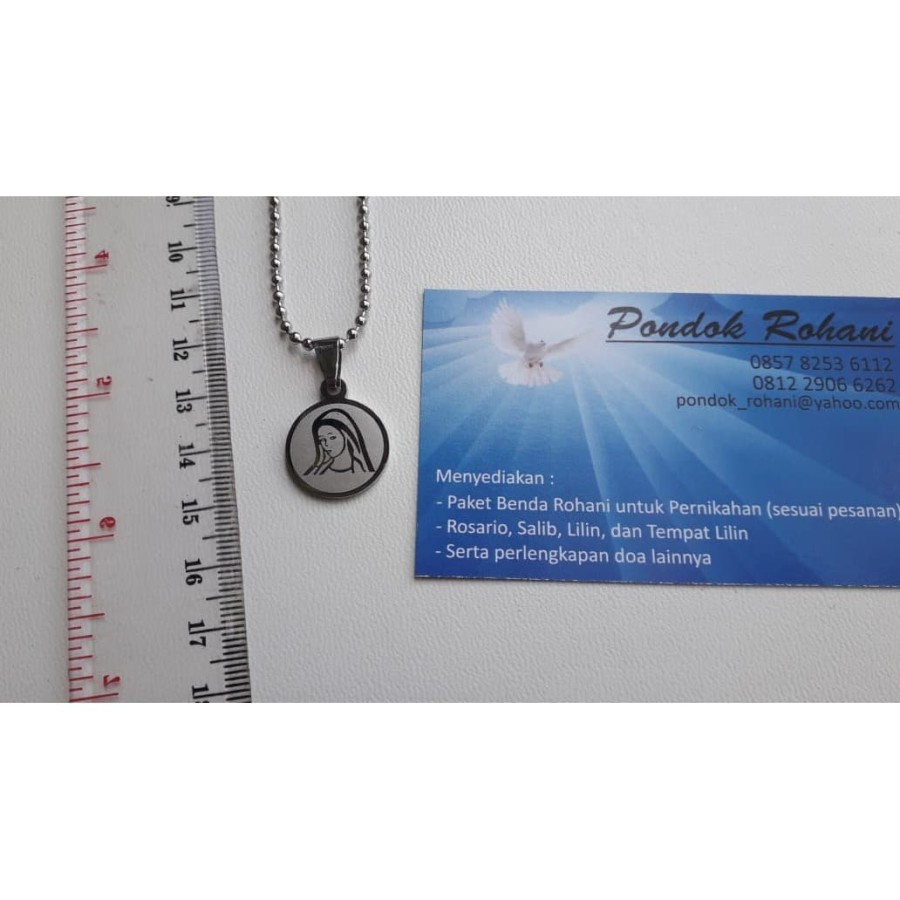 Kalung Titanium  Bunda Maria - Bulat
