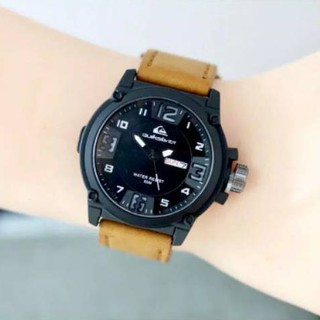 READY STOCK ! Jam Tangan Pria Sporty Quicksilver Day Date Aktif Strap Kulit 902 M08