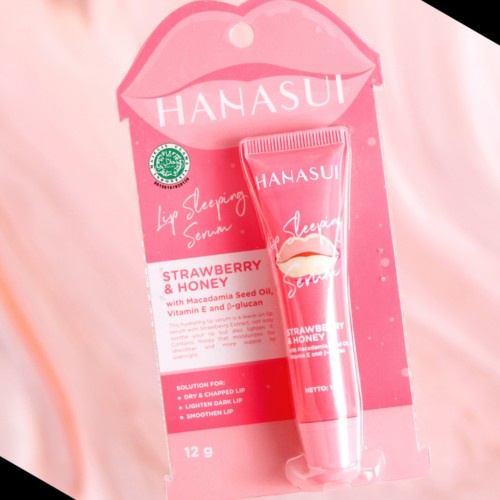 [COD] Hanasui Lip Sleeping Serum Ekstrak Strawberry Melembabkan &amp; Mencerahkan Bibir Kering Pecah pecah