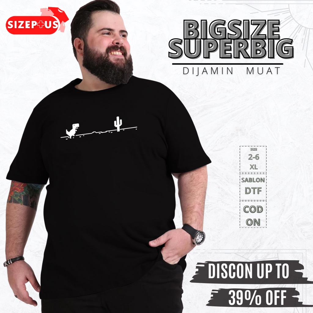 Kaos Baju T Shirt  Distro Pria  Dewasa Oversize Big Size Jumbo Dinosaurus Kode Eror 404 No Internet 