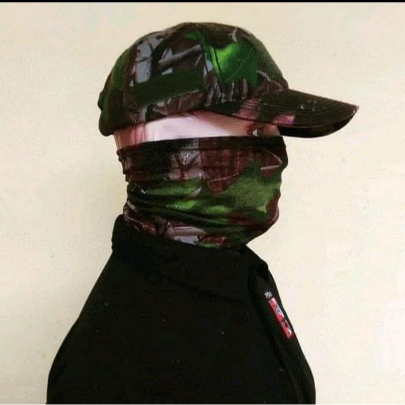 topi camo perbakin satu set buff camo