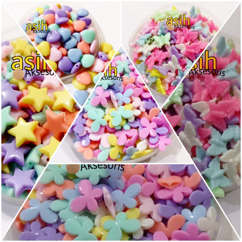 Mote manik warna pastel import, berkualitas. candy color beads. bahan craft DIY @45gram