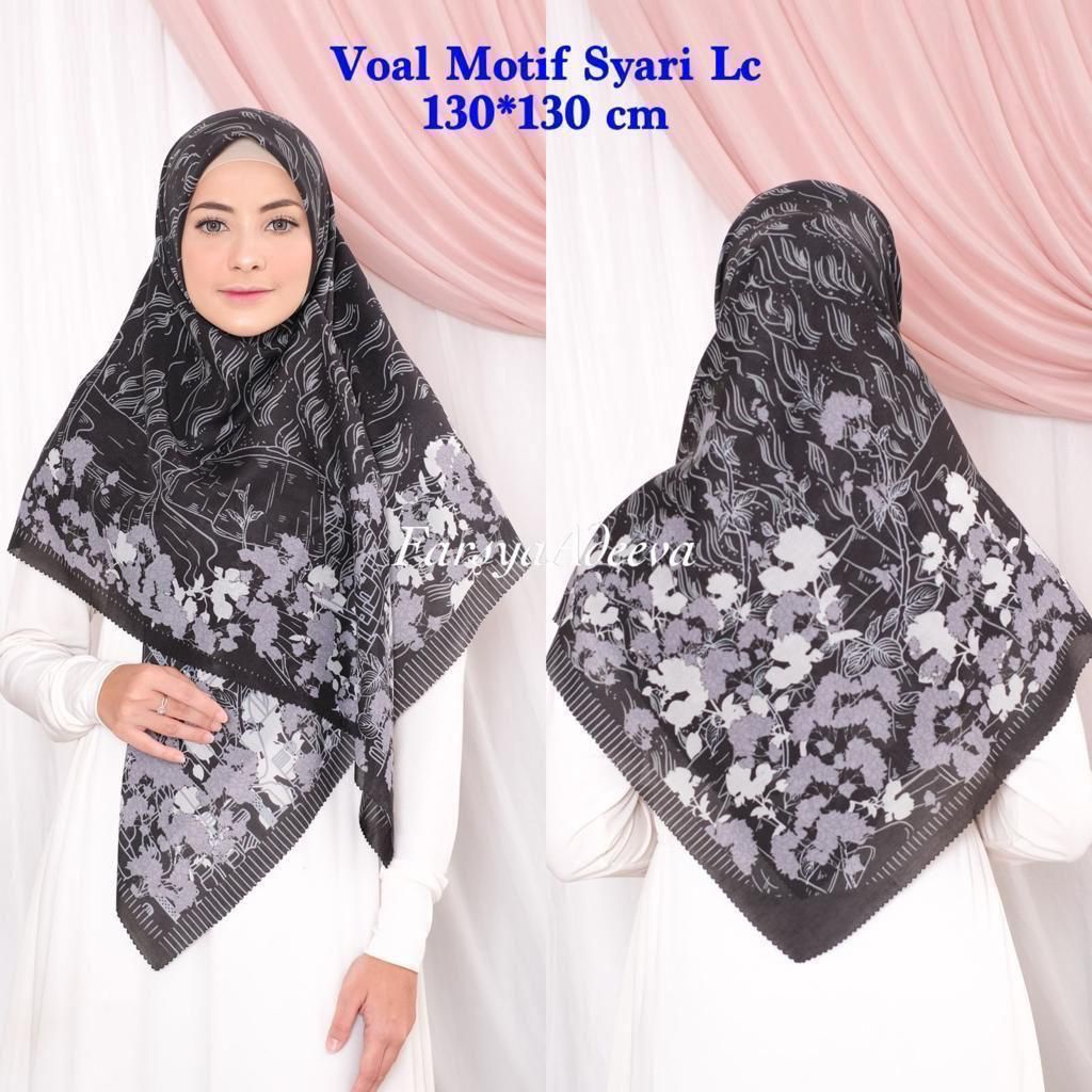 SERAGAM | New Hijab | 130 x 130 |Jilbab Segi Empat Syari Motif LC | Farsya Adeeva Voal Motif Syari L