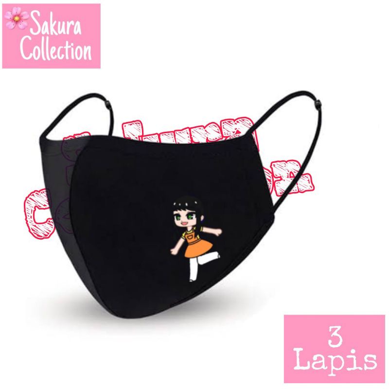 Masker Kain 3 Lapis / Scuba Anak Dewasa / Earloop Logo SQUIDGAME Korea karakter anak sd smp sma
