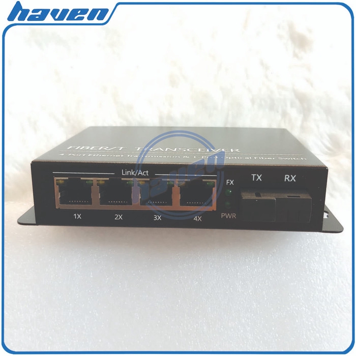 Media Converter 1 Port FO 4 PoE LAN Switch Fiber Optic SC 100