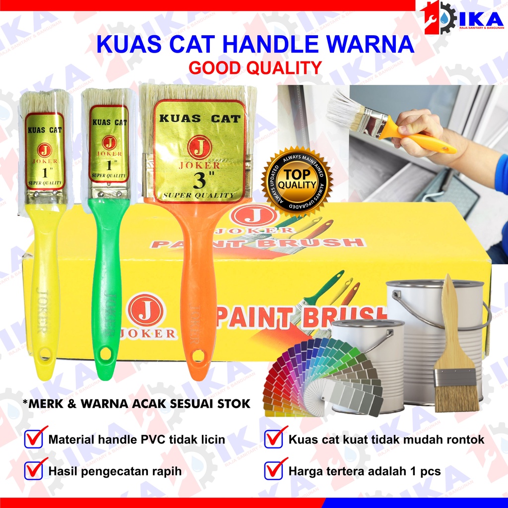 Kuas cat kuas cat murah berkualitas ukuran 1inch dan 3inch gagang warna-harga1pcs