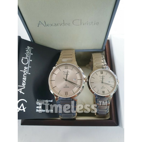 Jam Tangan Couple Alexandre Christie ac 8537 MD Sapphire Black Rosegold