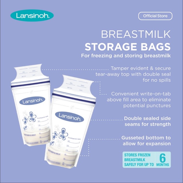 Lansinoh Breastmilk Storage Bags 25sheets / 50sheets / kantong asi/ tempat peyimpanan asi / perlegkapan menyusui/ kantung asi/ bka breastmilk/ kantung asu dengan tulisan ml / kantung as dapat ditulis/ double ziplock / kantung asi kunci ganda/ anti tumpah