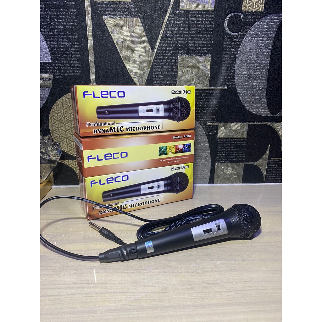 MINIGO New Microphone Kabel Fleco F-318 &amp; F319 Mic Kabel Fleco 318 - Mic Karaoke Murah Volume