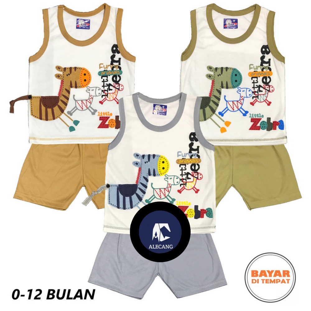 Setelan Putung Baju Bayi Laki-laki size 0-6 Bulan MOTIF ZEBRA